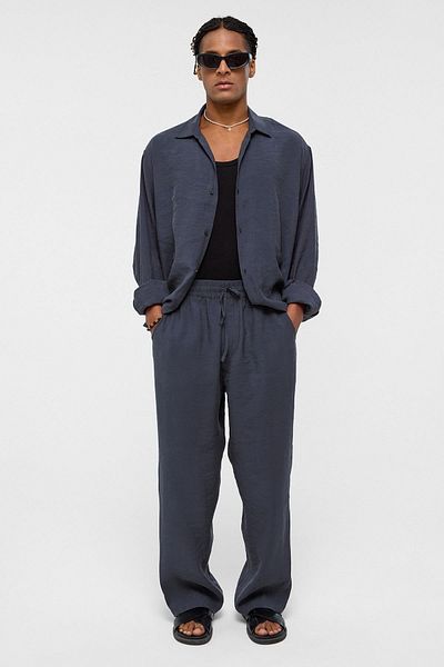 VAMOSCLO Baggy fit modal fabric trousers anthracite