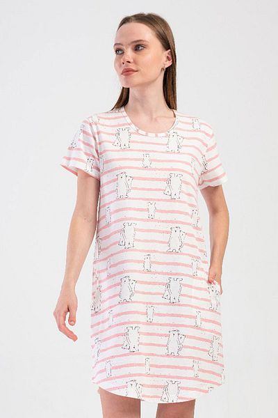 VİENETTA Cotton Women's Short Sleeve Nightgown, 408107