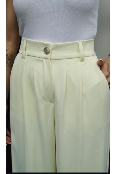 LİSAA BUTİK Premium Gold Series Button Detailed Waist Elastic Palazzo