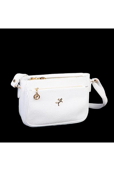 Nas Bag Geantă de damă cu compartiment pentru curea reglabilă Design interior în relief alb