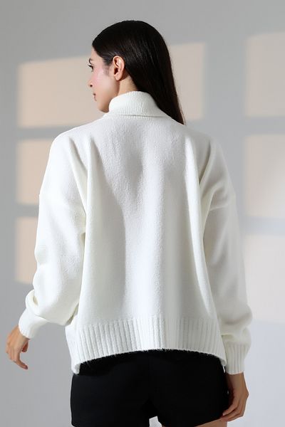 ALCHON Turtleneck Long Sleeve Single Color Soft Textured Basic Plain Winter Knitwear Sweater