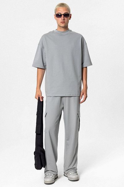 VAMOSCLO Pocket Detailed Oversize Tracksuit Set Gray