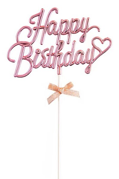 Patladı Gitti Decor pentru tort cu textul „Happy Birthday” în culoarea roz pe...