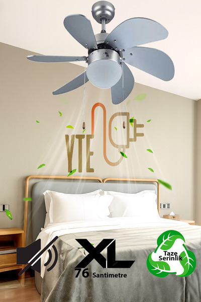 YTE Sessiz 6 Kanatlı 60 W Işıklı Tavan Vantilatörü