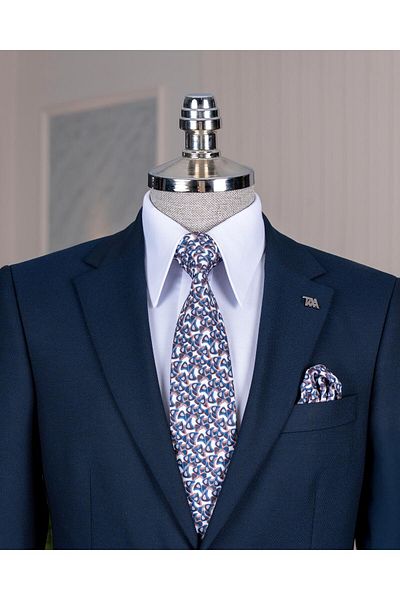 TerziAdemAltun Slim Fit Jacket Pants Suit Dark Blue T13571