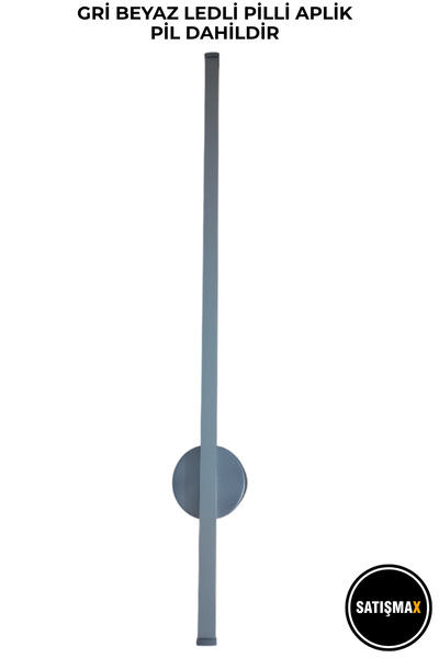 SatışMax Modern Dekoratif Led Duvar Aplik 70 Cm Gri 1 Adet PİLLİ BEYAZ LED