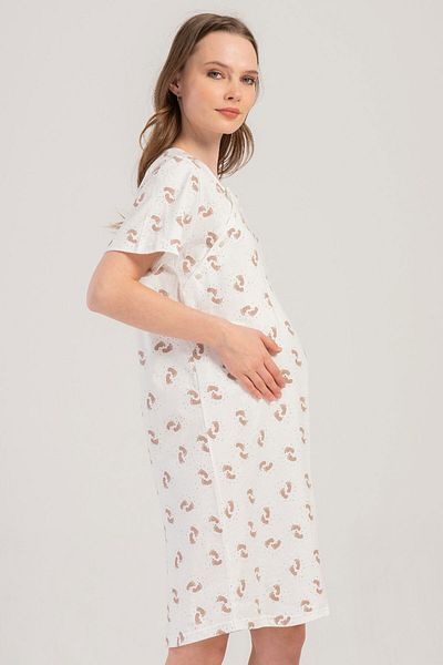 VİENETTA Cotton Women's Short Sleeve Maternity Nightgown, 408327