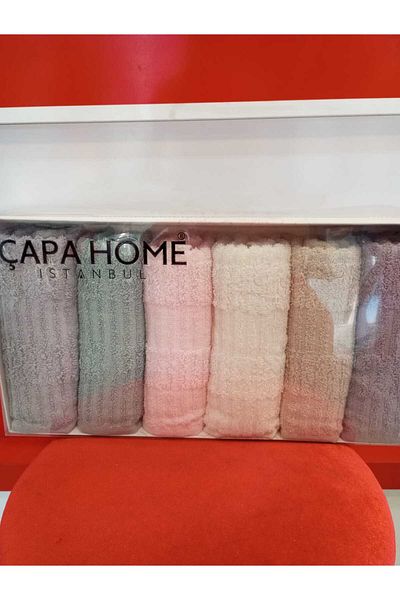 Çapa Home Set of 6 Premium Quality Cotton Daily Gift Hand Face Towel 50X90