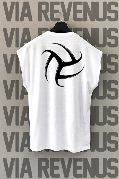 Vordevia Tricou sport cu mâneci zero cu decolteu cu imprimeu pe spate de volei