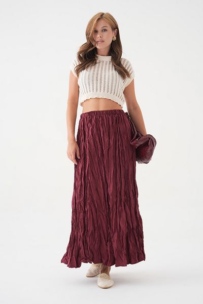 QAWWA Women's Crash Gathered Skirt & Casual Trend Skirt