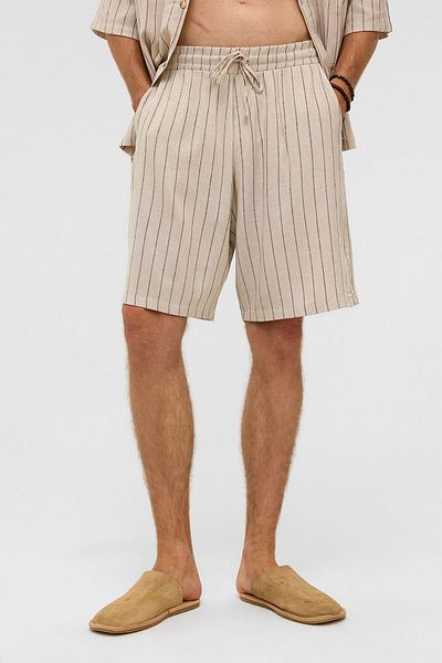 VAMOSCLO Oversize Striped Linen Shorts Black