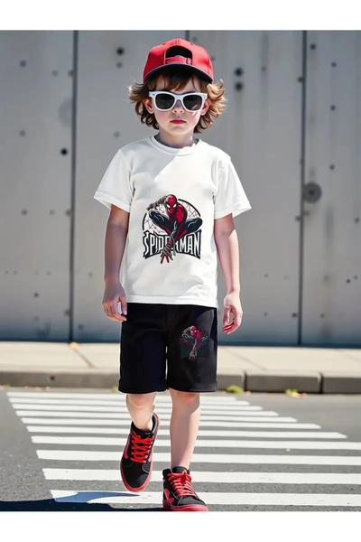 haha Boys Spiderman Printed T-Shirt - Shorts Set