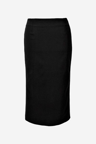 birizmoda Midi Slit Detailed Pencil Skirt - Black