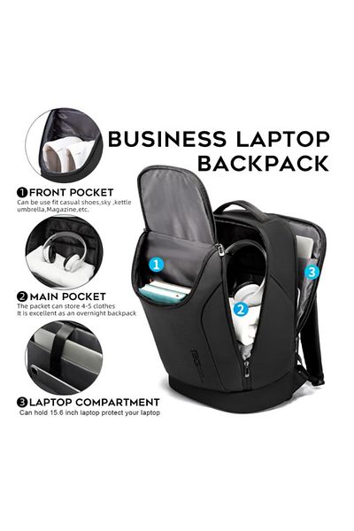 BANGE Fature Aesthetics 15.6" Notebook Waterproof Durable Travel Backpack Carry Bag Black