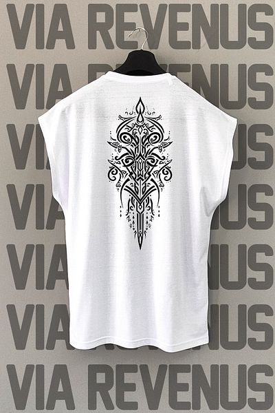 Vordevia Tribal Back Printed Zero Sleeve Crew Neck Sports Tshirt