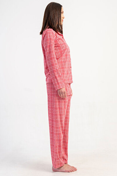 VİENETTA Kadın Yaka Tamamı Düğmeli Uzun Kol Pijama Takım , 503019