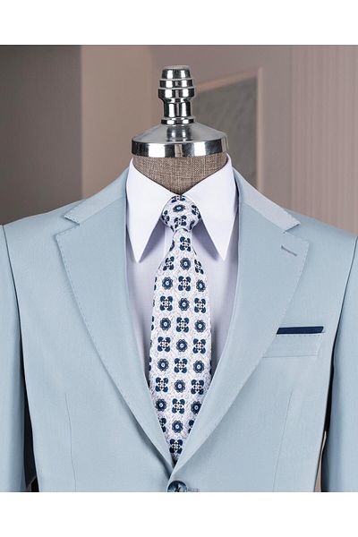 TerziAdemAltun Italian Style Slim Fit Combination Suit Blue T13926