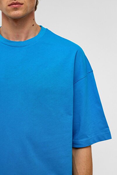 VAMOSCLO Basic Oversize Crew Neck T-Shirt Turquoise