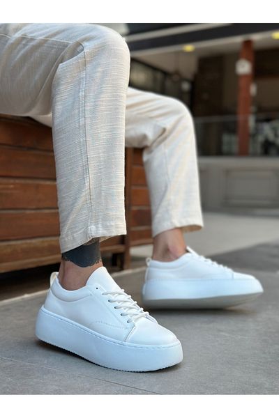 BOA Le11 Lace-Up Men's High Sole White Sports Shoes