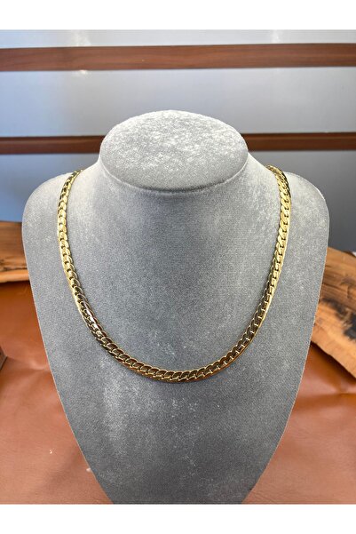 Çelik 18 Ayar Altın ve Gümüş Kaplama Yassı Miami Cuban Zincir