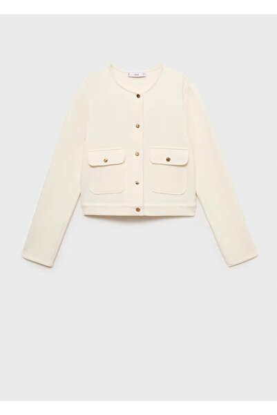 MANGO Woman Pamuklu cepli crop ceket