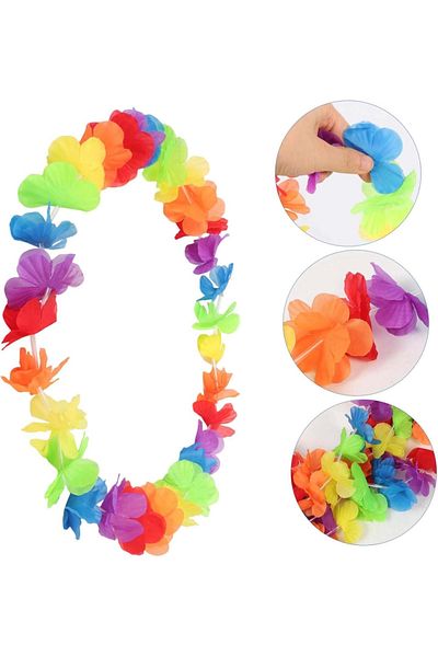 Toptan Bulurum Colier cu gât cu flori hawaiane - Leisi de petrecere tropicală colorată