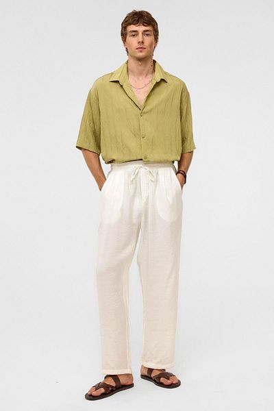 VAMOSCLO Oversize Striped Short Sleeve Modal Fabric Shirt Green