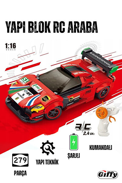 giffy Oyuncak Yapı Blok Seti,Teknik RC Uzaktan Kumandalı Şarjlı Araçlar, Must...