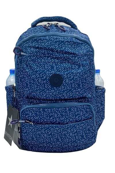 Harmela Water Resistant Fabric School Bag Unisex School Backpack 20257 Blue-Drop