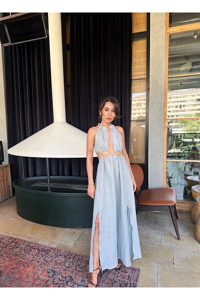SANX Low-Cut Maxi Muslin Dress