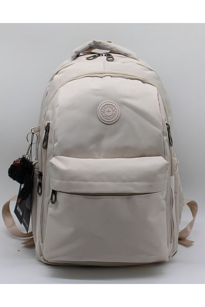 Harmela Beige Unisex Water Resistant School Bag Bts-2500 School Backpack