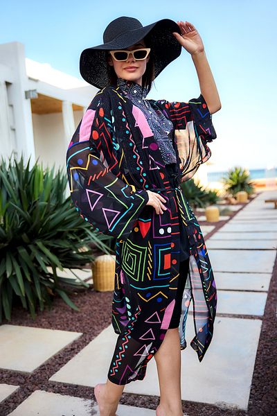 Remsa Mayo Remsa Hijab Swimsuit Black01 Single Kaftan Kimono Pareo RP025 Canan