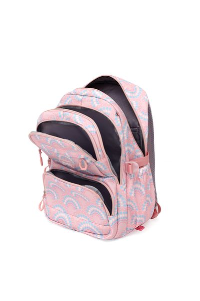OricareFain School Backpack, 45 x 32 x 15 cm, Checkered Camouflage, Pink/Blue