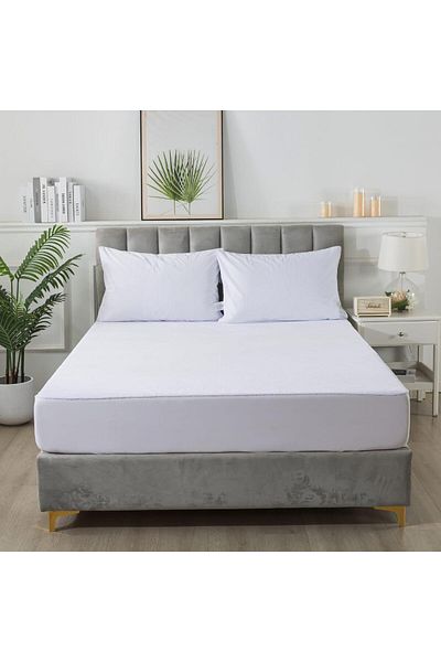KBOX Waterproof Mattress Protector 140x200 cm with 35 cm Deep Skirt – Soft, Silent, and Breathable Fabric