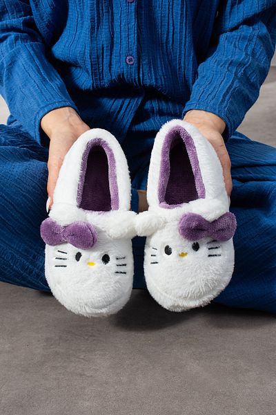 SWORD Hello Figured Ribbon Λεπτομερής |   Χειμερινές Unisex Παντόφλες Σπιτιού με Φιόγκο |   Αντιολισθητική βάση