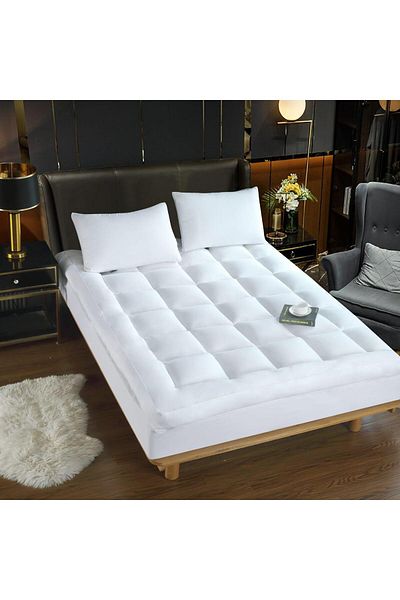 KBOX Luxury Microfiber Mattress Topper 100x200 cm with 14 cm Height and Full 35 cm Elastic Skirt