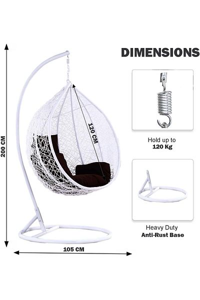 Türkiye Indoor Outdoor Patio Wicker Hanging Chair Swing Egg Basket Chairs with Stand UV Resistant Cushions 1
