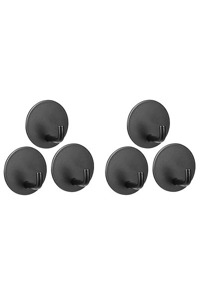 OEM Set of 6 self-adhesive towel holders, 45 x 25 mm, metal, black