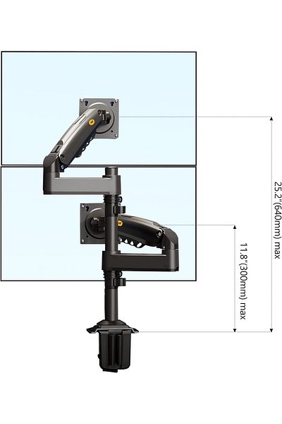 Nb North Bayou NB H180-B Dual Monitor Mount, Swivel and Full Motion for 2 Monitors up to 32", 2-12kg Load Capacity per Monitor