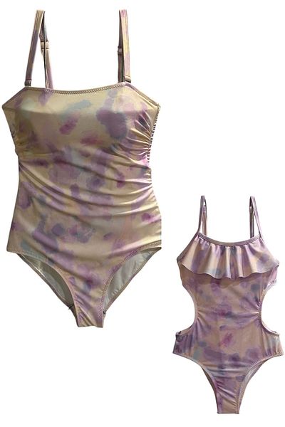 TooHot Mother-Daughter Tie-Dye Patterned Swimsuit Set