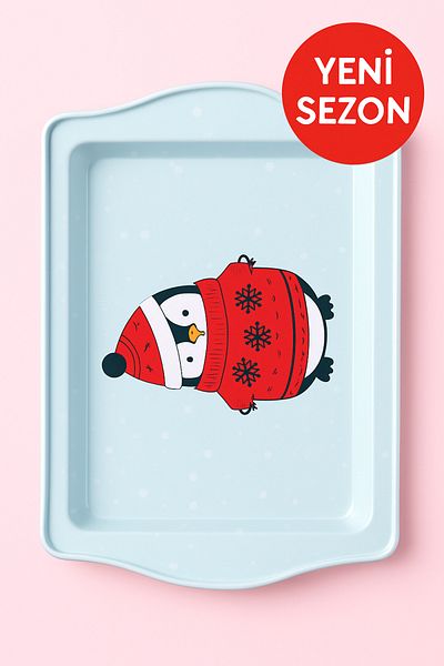 Bittox New Season Various Patterned Winter Themed Decorative Celebration Tray - Gift Metal Presentation Tray