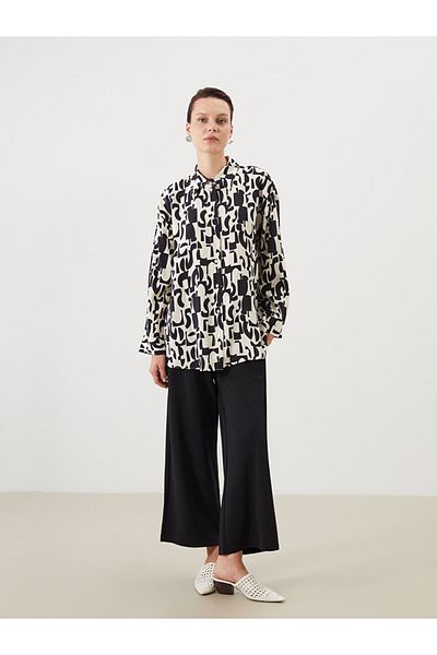 LC Waikiki Women's Black Patterned Shirt Tunic
