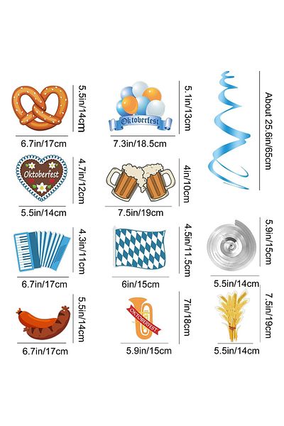 OEM Set of 30 Oktoberfest themed party decorations, different sizes, paper, plastic