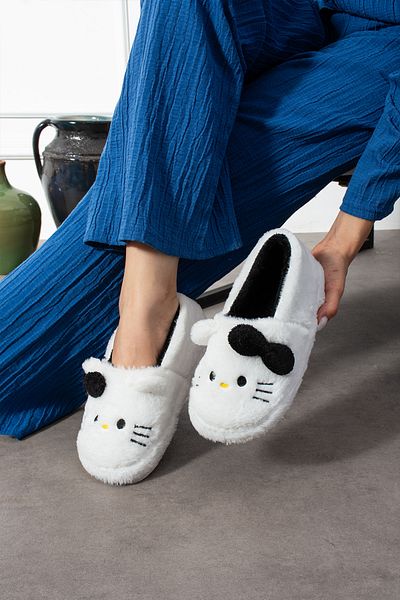 SWORD Hello Figured Ribbon Λεπτομερής |   Χειμερινές Unisex Παντόφλες Σπιτιού με Φιόγκο |   Αντιολισθητική βάση