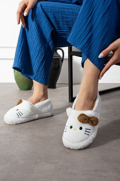 SWORD Hello Figured Ribbon Detail |   Bowknot Winter Unisex House Slippers |   Non-Slip Base