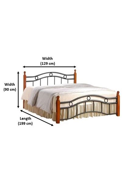 AWF AL WADI FURNITURE Stelt Wooden Steel Double Bed Multi Center Supports with Ortho Medical Mattress - 129 x 199 cm