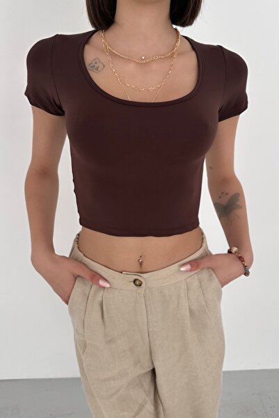 New Now Modal Fabric Oval Collar Half Sleeve Body