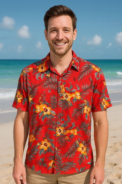 ayakuydur Erkek Nar Çiçeği Desenli Gömlek