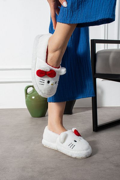 SWORD Hello Figured Ribbon Λεπτομερής |   Χειμερινές Unisex Παντόφλες Σπιτιού με Φιόγκο |   Αντιολισθητική βάση