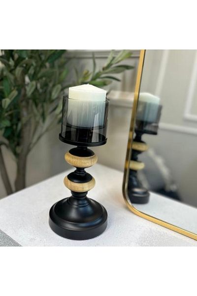 Generic Black and wooden candlestick